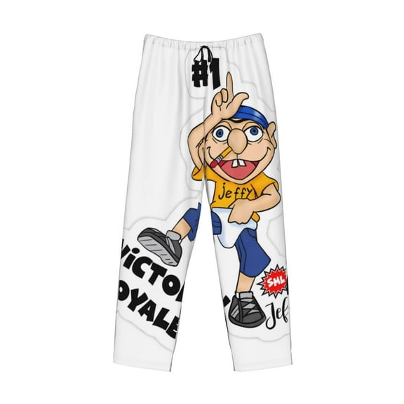 Lsque Sml Jeffy Print Men's Pajama Pants, Lounge Pant - Comfortable Home Wear,Elastic Waistband, Stylish Design-Small