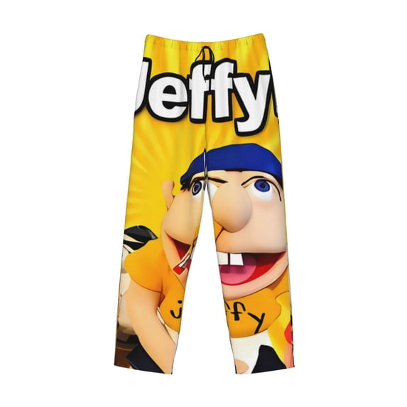 Lsque Sml Jeffy Print Men's Pajama Pants, Lounge Pant - Comfortable Home Wear,Elastic Waistband, Stylish Design-X-Large