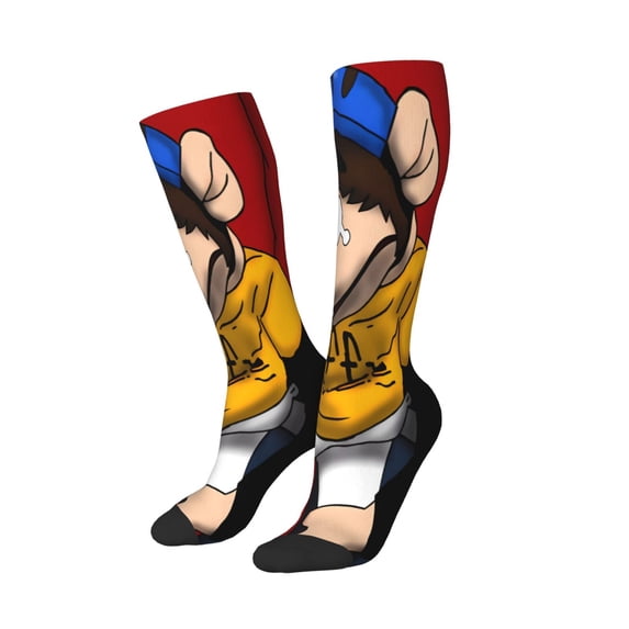 Lsque Sml Jeffy Printed Crew Socks Men's Women's LightWeight Thin Casual Calf Socks ,Knee High Socks,Cotton Socks