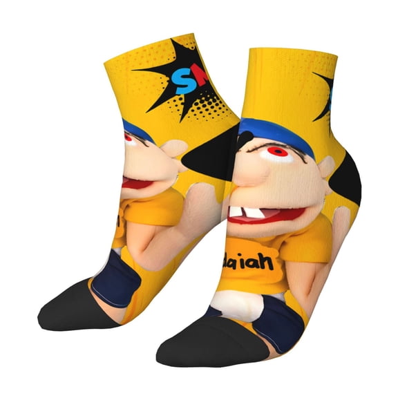 Lsque Sml Jeffy Printed Crew Socks, Moisture-Wicking Socks, Athletic Socks for Men Breathable Cushion Socks Casual Sport Socks for Running Traveling