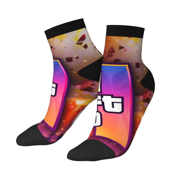 Lsque Sml Jeffy Printed Crew Socks, Moisture-Wicking Socks, Athletic Socks for Men Breathable Cushion Socks Casual Sport Socks for Running Traveling