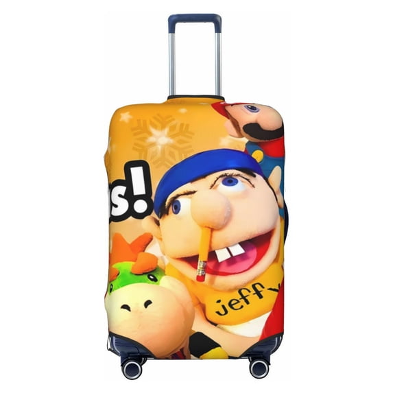Lsque Sml Jeffy Printed Luggage Cover, Travel Luggage Protector,Scratch and Dirt Resistant, Fits 18-32 Inch Luggage - Large