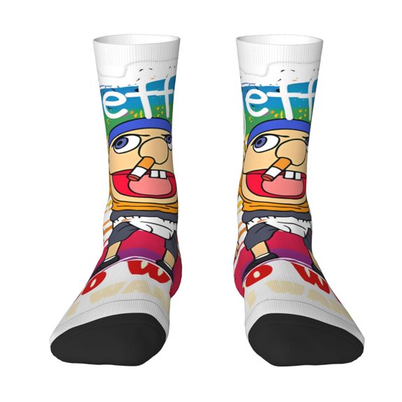 Lsque Sml Jeffy Printed Men's Crew Socks, Soft Durable Breathable Moisture-Wicking with Odor Control Cotton socks