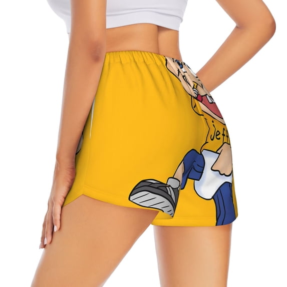 Lsque Sml Jeffy Printed Women's Running Shorts with Liner Pockets,Elastic Quick Dry Workout Athletic Gym Yoga Shorts,Womens High Waist Shorts-XX-Large