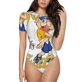 thumbnail image 1 of Lsque Sml Jeffy Women's Crew Neck Short Sleeve Bodysuit Basic T Shirts Tops Onesie Adult Cute Pajama-Small, 1 of 8