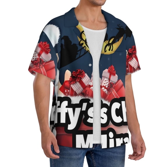 Lsque Sml Jeffy print Men's Cuban Collar Short Sleeve Shirt Summer Beachwear Casual Button Down Fashionable Vacation Leisure Shirt-3X-Large