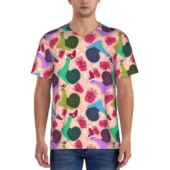 Lsque Snails Pattern Mens Polo Golf Shirts Funny Graphics Shorts Sleeve Button Shirts Baseball T-shirt-X-Large