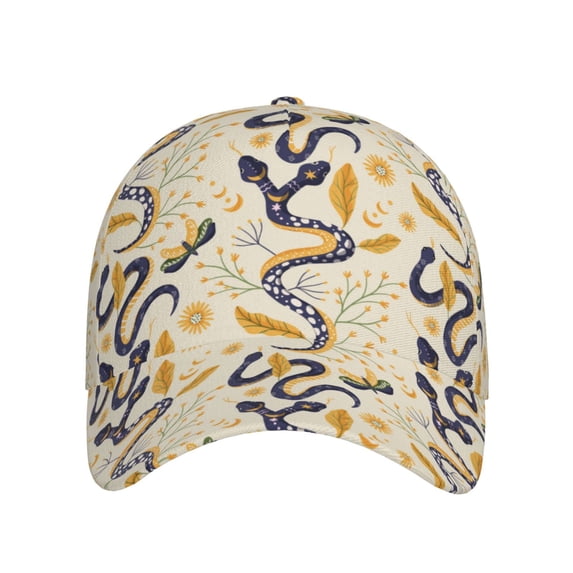 Lsque Snake And Floral Baseball Cap Trucker Low Profile Hat Golf Dad Hat Adjustable Original Classic Unconstructed Plain Cap Men Women