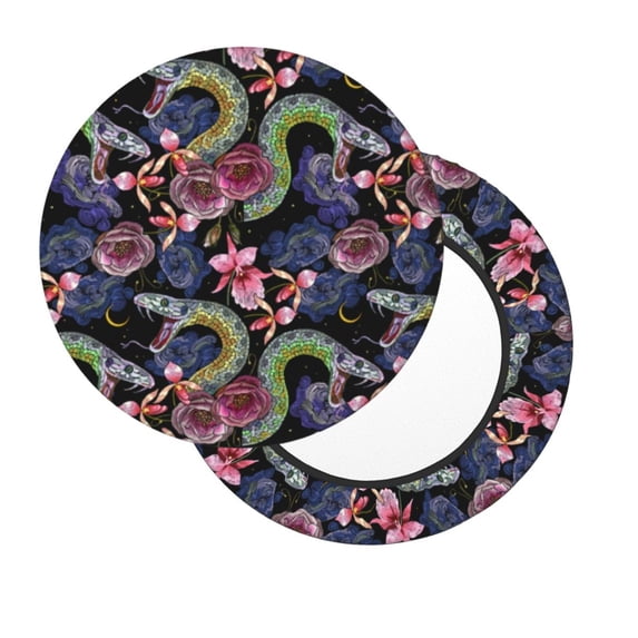Lsque Snake And Flower Round Bar chair cushion covers Velvet Fabric Premium Comfort Protects from Scratches and Stains for 14-17 Inch Chair- 14 inch