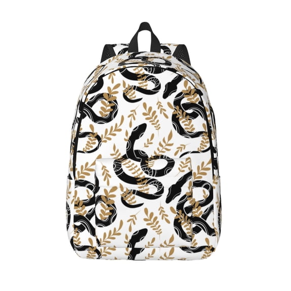 Lsque Snake Pattern Canvas Daypack, Durable Backpack, High-quality Versatile Backpack,Vintage Compact Backpack-Small