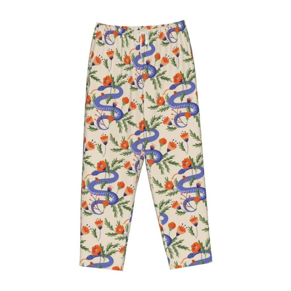 Lsque Snake Print Women's Pajama Pants, Lounge Pant - Comfortable Home Wear,Elastic Waistband, Stylish Design-XX-Large