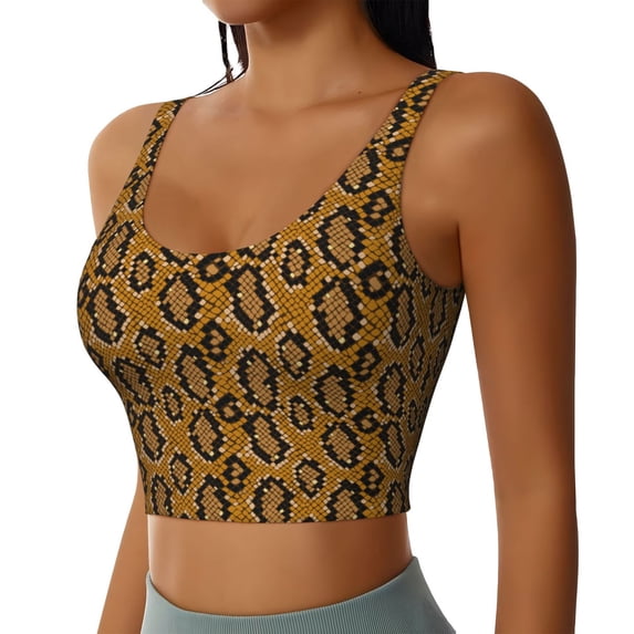 Lsque Snake Skin Printed Women'S Sports Bra, Compression, Moisture Wicking, High-Impact Sports Bra For Women,Supportive sports bra-Large