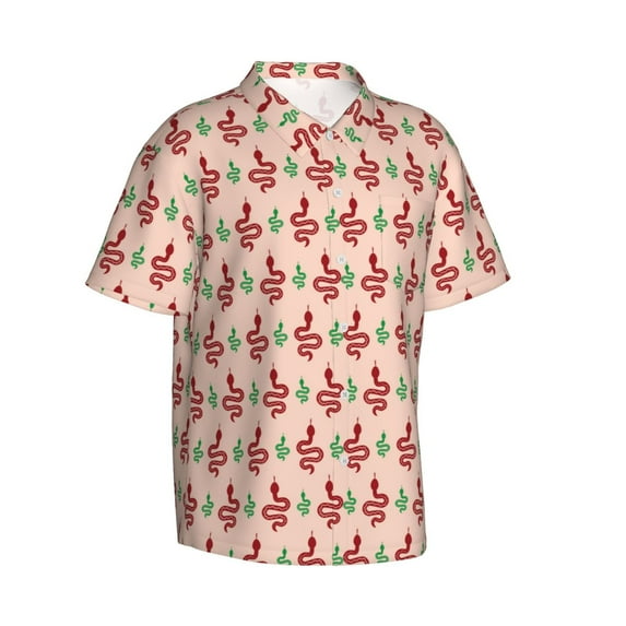 Lsque Snake pattern Hawaiian Shirt for Men, Unisex Summer Beach Casual Short Sleeve Button Down Shirts-3X-Large