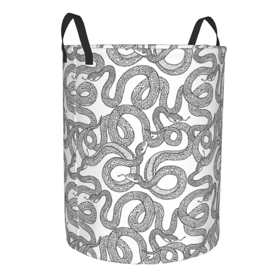 Lsque Snake pattern Laundry Hamper Basket, Tall Woven Rope Hamper Basket for Clothes, Lightweight Storage Basket, Collapsible Waterproof-Small