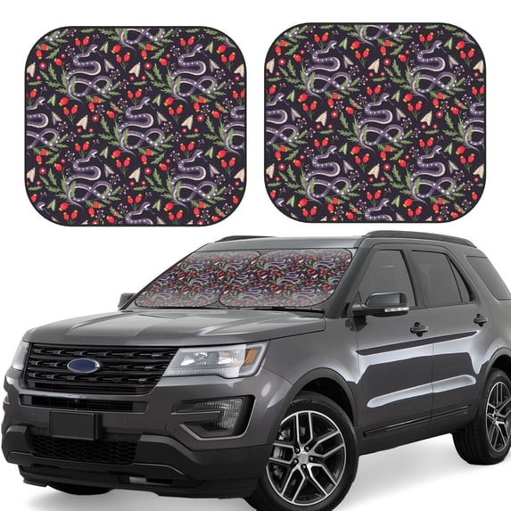 Lsque Snakes And Snake Fruit 2 PCS Windshield Sun Shade | CarFoldable Window Covers | Car Accessories Reflect UV for Universal Cars SUV Truck | Small
