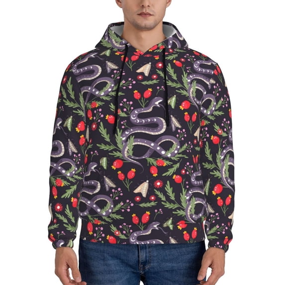 Lsque Snakes And Snake Fruit Pattern Casual Men's Hoodie,Hooded Sweatshirt with Kangaroo Pocket,Pullover Hoodie-Small