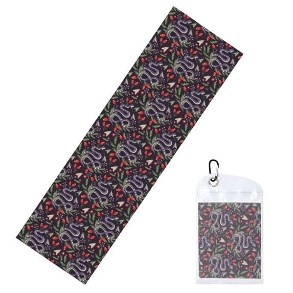 Lsque Snakes And Snake Fruit Printed Cooling Towel (40"x 12"), Ice Towel, Microfiber, Soft Breathable Chilly Towel for Yoga, Sport, Gym, Workout, Fitness, Running