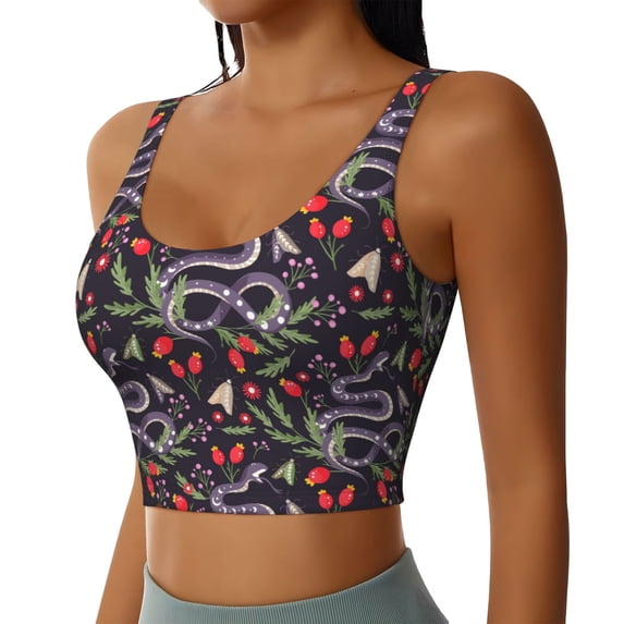 Lsque Snakes And Snake Fruit Printed Women'S Sports Bra, Compression, Moisture Wicking, High-Impact Sports Bra For Women,Supportive sports bra-Large