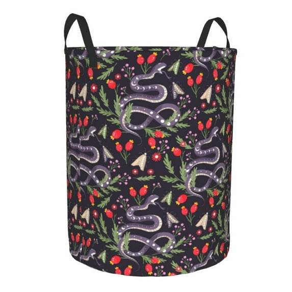 Lsque Snakes And Snake Fruit pattern Laundry Hamper Basket, Tall Woven Rope Hamper Basket for Clothes, Lightweight Storage Basket, Collapsible Waterproof-Small