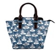 thumbnail image 1 of Lsque Snow Penguin Pattern Leather Rivet Shoulder Bag – Elegant Genuine Leather & Microfiber PU Crossbody with Detachable Adjustable Strap, 1 of 5