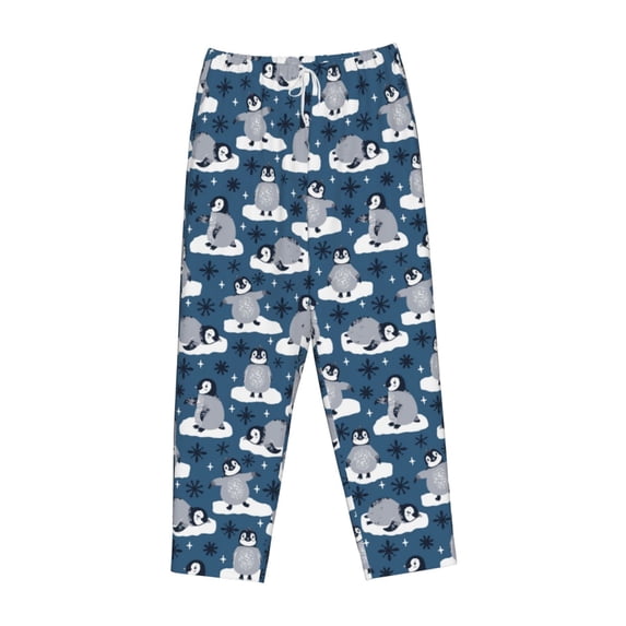 Lsque Snow Penguin Print Women's Pajama Pants, Lounge Pant - Comfortable Home Wear,Elastic Waistband, Stylish Design-Large