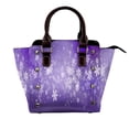 thumbnail image 1 of Lsque Snowfall Sky White Purple Pattern Leather Rivet Shoulder Bag – Elegant Genuine Leather & Microfiber PU Crossbody with Detachable Adjustable Strap, 1 of 5