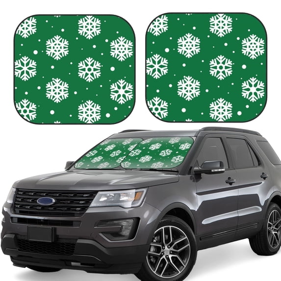 Lsque Snowflake 2 PCS Windshield Sun Shade | CarFoldable Window Covers | Car Accessories Reflect UV for Universal Cars SUV Truck | Small