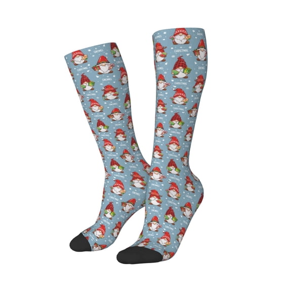 Lsque Snowflake Christmas gnome Printed Crew Socks Men's Women's LightWeight Thin Casual Calf Socks ,Knee High Socks,Cotton Socks