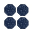 thumbnail image 1 of Lsque Snowflake Dark Blue Pattern 4" Drink Coasters Set of 4, PVC Leather Absorbent Coasters, Table Coaster Set Decorative Coffee Cup Coasters Housewarming Gift -Octagon, 1 of 6