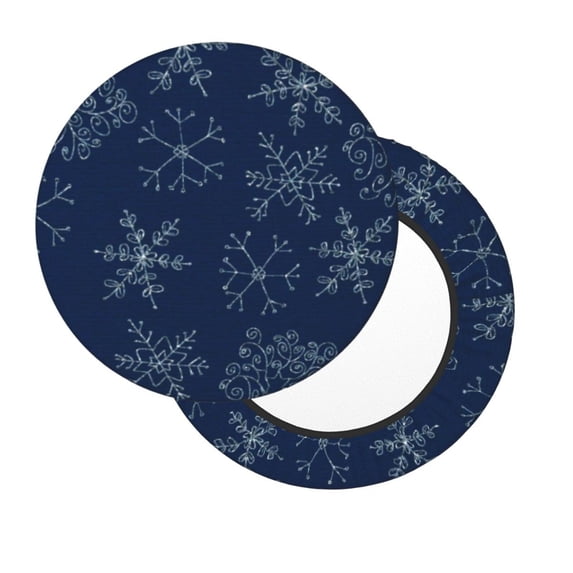 Lsque Snowflake Dark Blue Round Bar chair cushion covers Velvet Fabric Premium Comfort Protects from Scratches and Stains for 14-17 Inch Chair- 14 inch