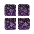 thumbnail image 1 of Lsque Snowflake Gradient Purple Pattern 4" Drink Coasters Set of 4, PVC Leather Absorbent Coasters, Table Coaster Set Decorative Coffee Cup Coasters Housewarming Gift -Square, 1 of 6