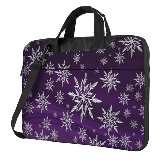 Lsque Snowflake Gradient Purple Pattern Laptop Bag – Portable & Slim Single-Shoulder Computer Case with Adjustable Strap, Protective, Lightweight for 13”/14”/15.6” Laptops