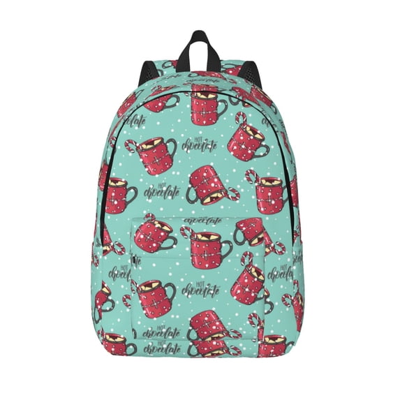 Lsque Snowflake Hot Cocoa Pattern Canvas Daypack, Durable Backpack, High-quality Versatile Backpack,Vintage Compact Backpack-Small