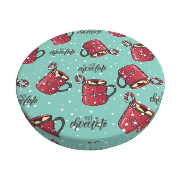 Lsque Snowflake Hot Cocoa Pattern Round Bar chair cushion covers Velvet Fabric Premium Comfort Protects from Scratches and Stains for 14-17 Inch Chair-12 inch
