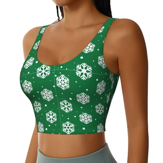 Lsque Snowflake Printed Women'S Sports Bra, Compression, Moisture Wicking, High-Impact Sports Bra For Women,Supportive sports bra-Small