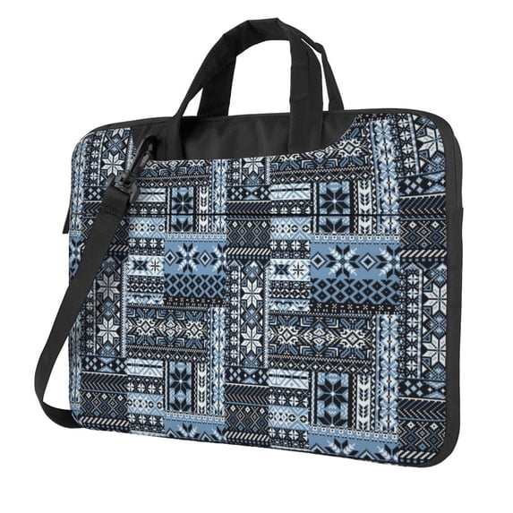 Lsque Snowflake Vintage Pattern Pattern Laptop Bag – Portable & Slim Single-Shoulder Computer Case with Adjustable Strap, Protective, Lightweight for 13”/14”/15.6” Laptops