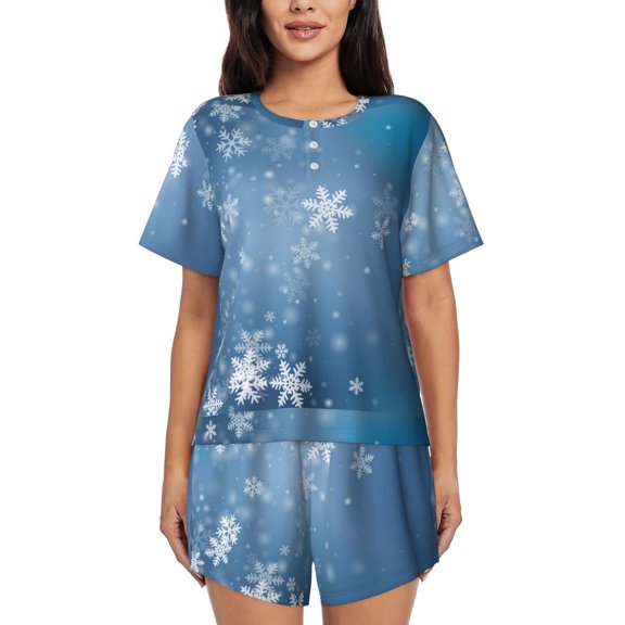 Lsque Snowflakes1 Women's Short-Sleeved Pajama Set - 2 Piece Soft and Lightweight Sleepwear Set-4X-Large