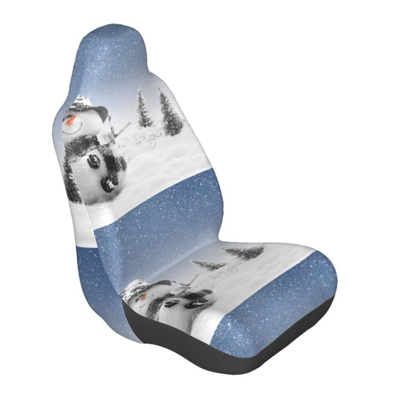 Lsque Snowman And Christmas Tree Pattern Car Seat Covers for Front Seats , Waterproof Seat Covers for Cars, Sporty Front Seat Covers,Car Seat Cover Protector Front Seats