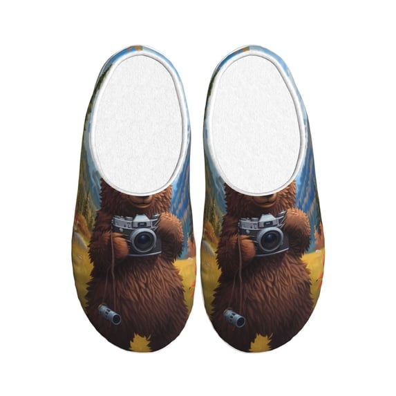 Lsque Snowy Mountain Photography Bear Pattern Womens Comfort Cotton on Scuff With Memory Foam and Anti-skid Sole Slipper-39/40