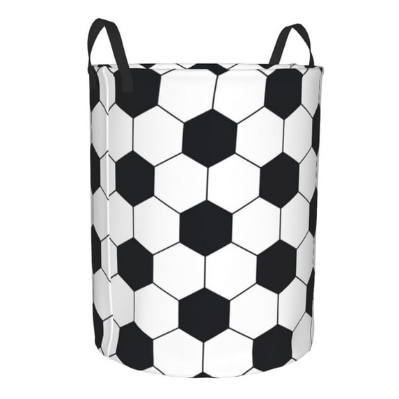 Lsque Soccer Ball pattern Laundry Hamper Basket, Tall Woven Rope Hamper Basket for Clothes, Lightweight Storage Basket, Collapsible Waterproof-Small