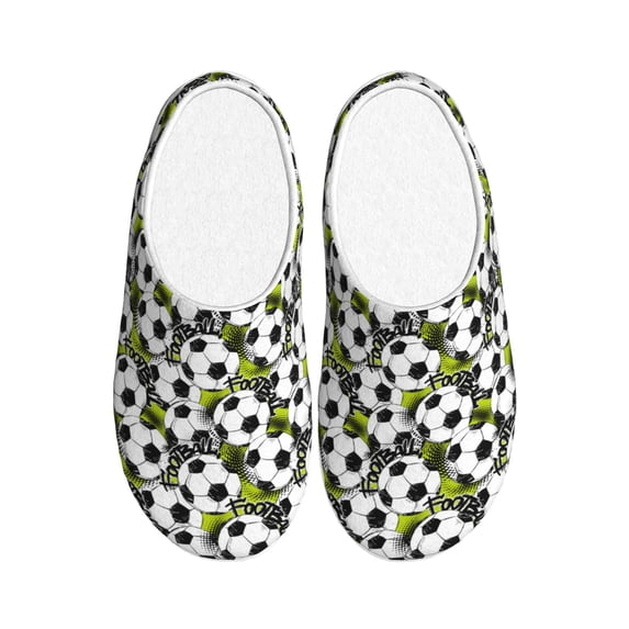 Lsque Soccer and Football Pattern Womens Comfort Cotton on Scuff With Memory Foam and Anti-skid Sole Slipper-35/36