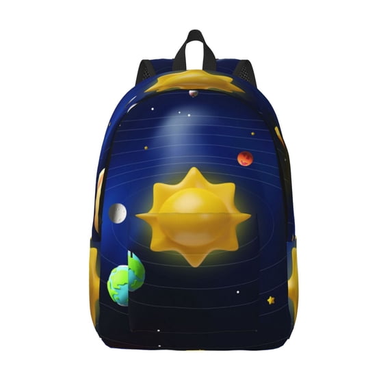 Lsque Solar System Pattern Canvas Daypack, Durable Backpack, High-quality Versatile Backpack,Vintage Compact Backpack-Small