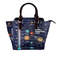 thumbnail image 1 of Lsque Solar System Pattern Leather Rivet Shoulder Bag – Elegant Genuine Leather & Microfiber PU Crossbody with Detachable Adjustable Strap, 1 of 5