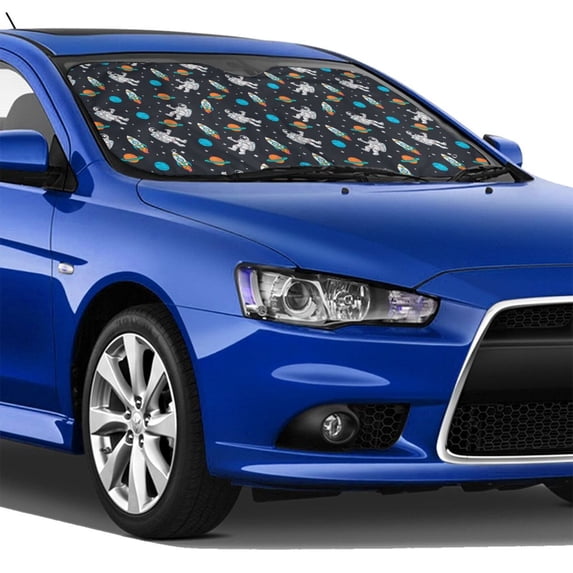 Lsque Space Car Windshield Sun Shade | Accordion Folding Style Auto Shade for Car Truck SUV Van | Blocks UV Rays Sun Visor Protector | Medium