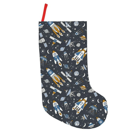 Lsque Space Cars Pattern 18 Inch Christmas Stockings, Festive Holiday Stocking for Christmas Decorations Holiday Decor