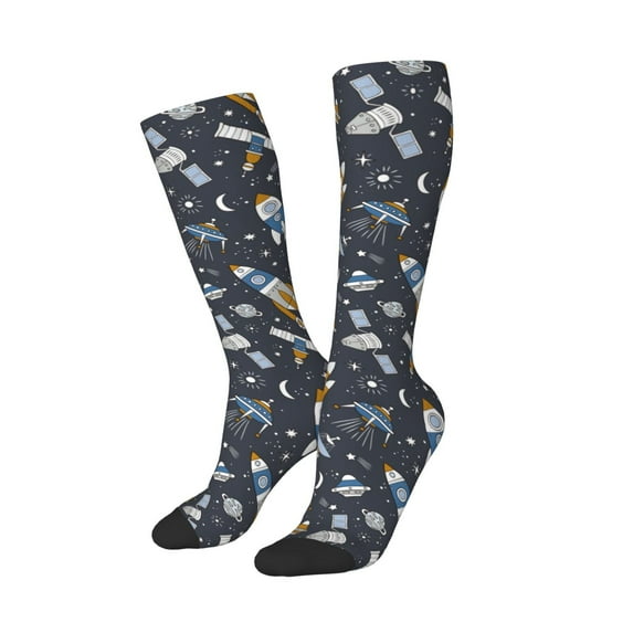 Lsque Space Cars Printed Crew Socks Men's Women's LightWeight Thin Casual Calf Socks ,Knee High Socks,Cotton Socks
