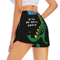 thumbnail image 1 of Lsque Space Dino Cartoon Black Printed Women's Running Shorts with Liner Pockets,Elastic Quick Dry Workout Athletic Gym Yoga Shorts,Womens High Waist Shorts-Large, 1 of 9
