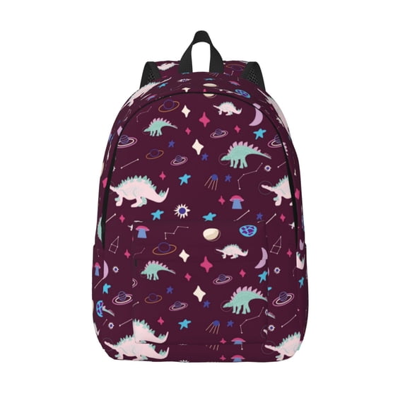 Lsque Space Dinosaur Pattern Canvas Daypack, Durable Backpack, High-quality Versatile Backpack,Vintage Compact Backpack-Small