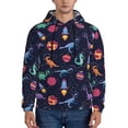 thumbnail image 1 of Lsque Space Dinosaur Pattern Casual Men's Hoodie,Hooded Sweatshirt with Kangaroo Pocket,Pullover Hoodie-Small, 1 of 7