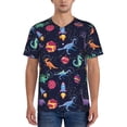 thumbnail image 1 of Lsque Space Dinosaur Pattern Mens Polo Golf Shirts Funny Graphics Shorts Sleeve Button Shirts Baseball T-shirt-XX-Large, 1 of 7